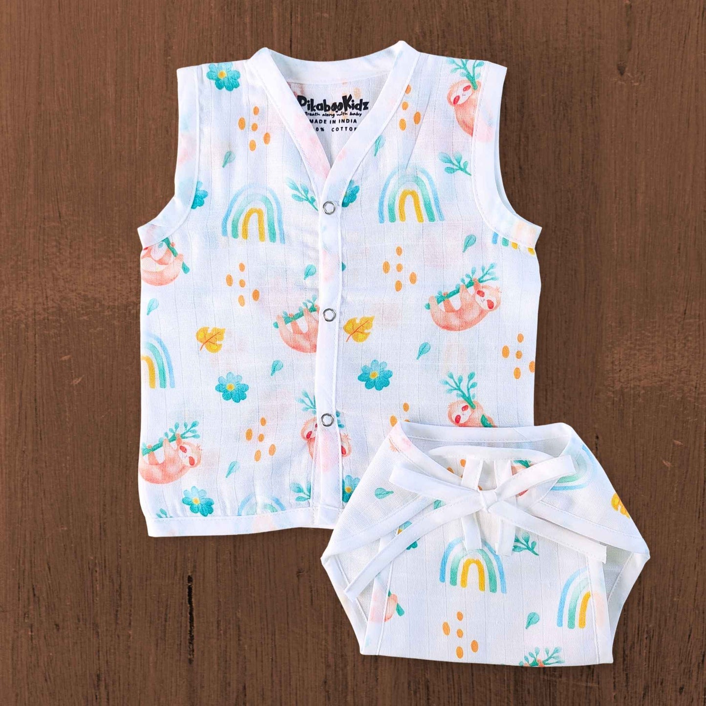 Muslin Button Jabla & Nappy set Combo