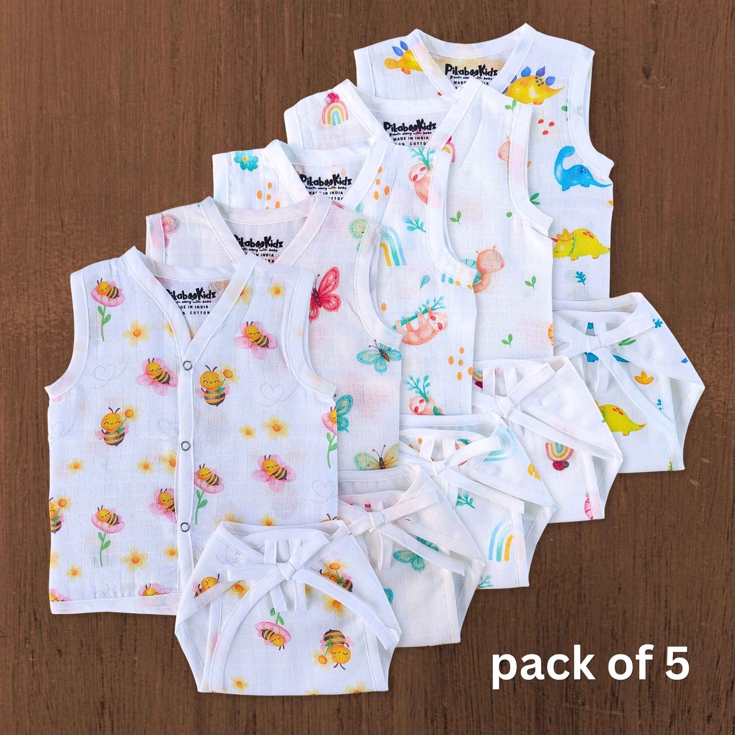 Muslin Button Jabla & Nappy set Combo