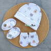 Organic cotton Cap mittens Booties – Brown Teddy