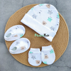 Organic cotton Cap mittens Booties – Aqua Blue Teddy