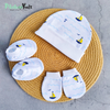 Organic cotton Cap mittens Booties – Boat Yellow