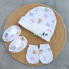 Organic cotton Cap mittens Booties – Pink Teddy