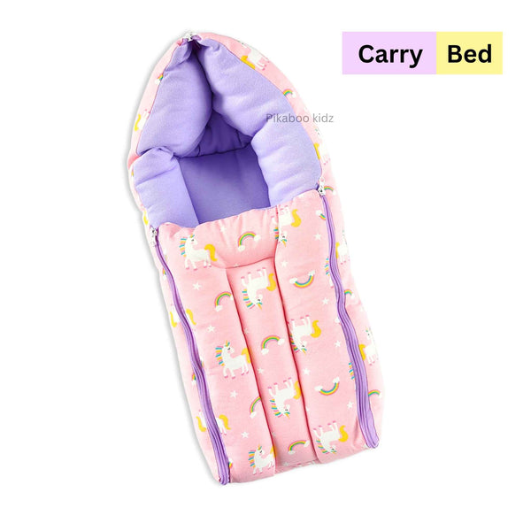 Cotton Carry Bed – Pink unicorns