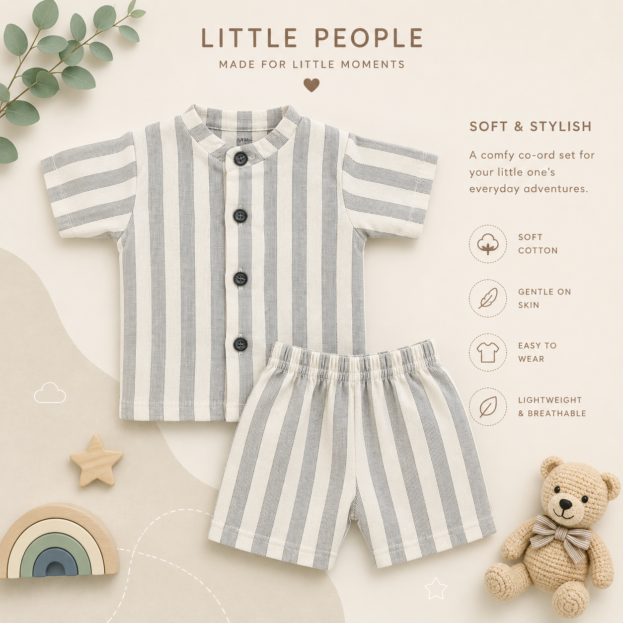 Muslin mandarin Collar Coords