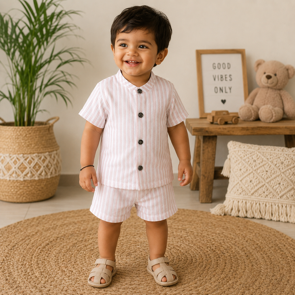 Muslin mandarin Collar Coords
