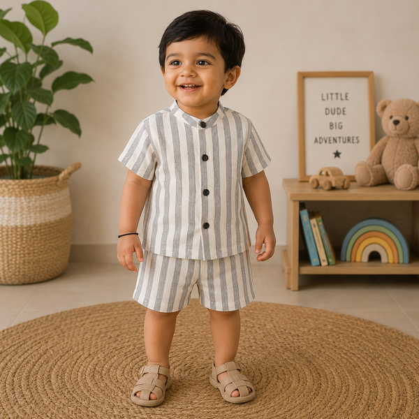 Muslin mandarin Collar Coords