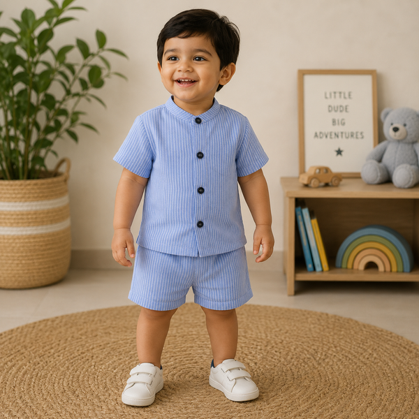 Muslin mandarin Collar Coords