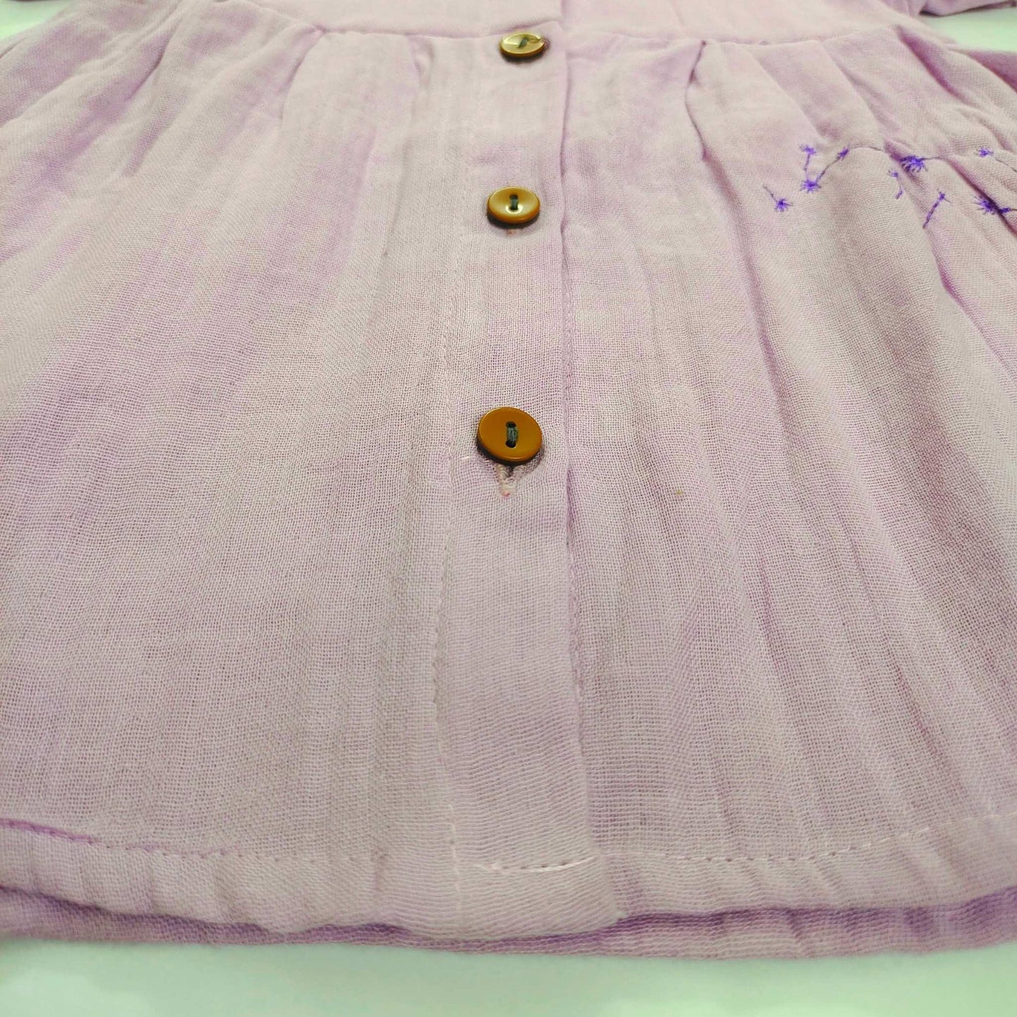 Muslin Button Sleeve Frock Colors – Lilac