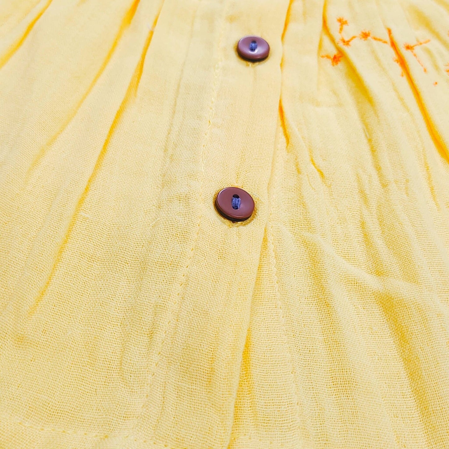 Muslin Button Sleeve Frock Colors – Yellow