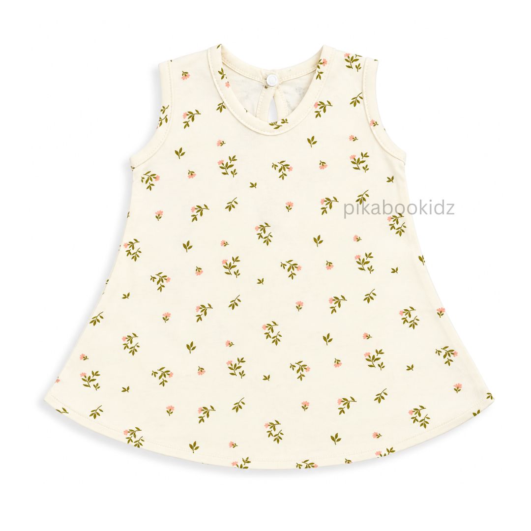Cotton A-line frock 0-3M - Beige