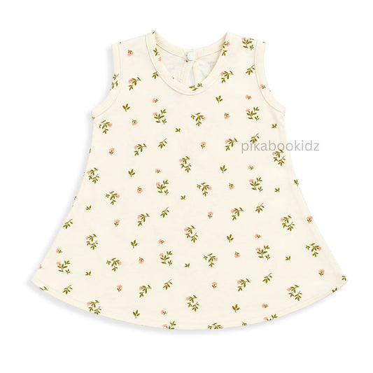 Cotton A-line frock 0-3M - Beige