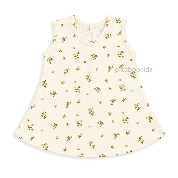 Cotton A-line frock 0-3M - Beige