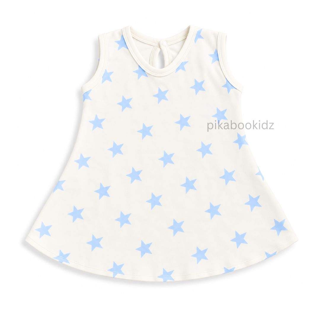 Cotton A-line frock 6-12M - Big stars