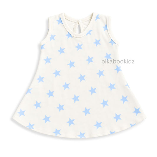 Cotton A-line frock 6-12M - Big stars