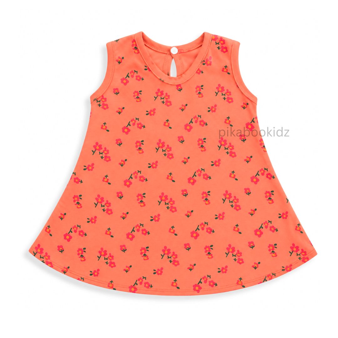 Cotton A-line frock 0-3M - red