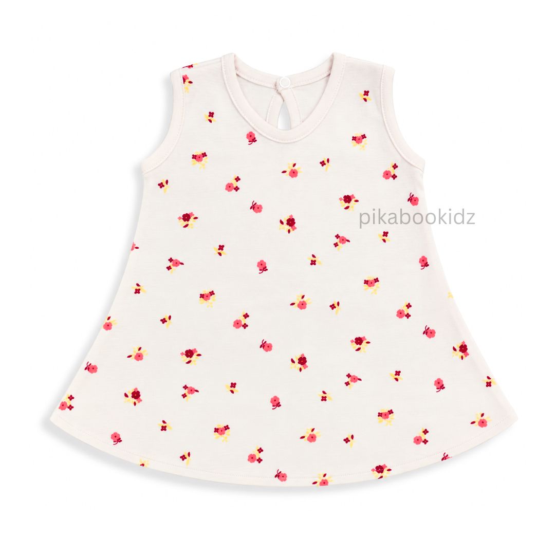 Cotton A-line frock 0-3M - pastel pink