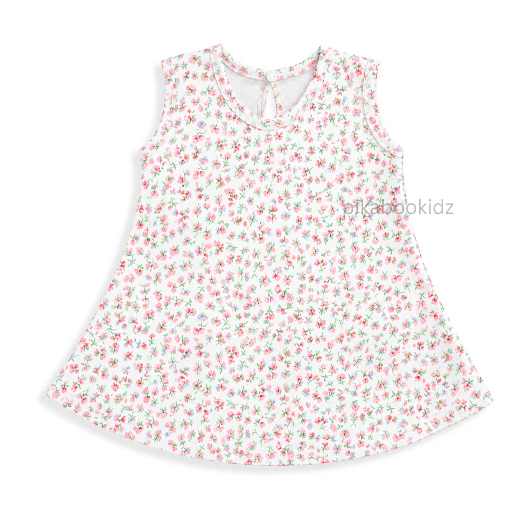 Cotton A-line frock 0-3M - Floral Sprinkles