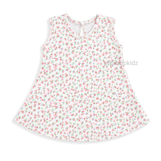 Cotton A-line frock 6-12M - Florals sprinkles