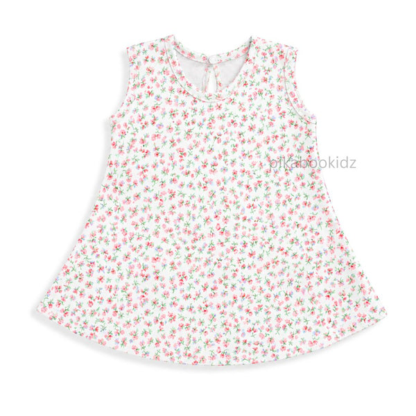 Cotton A-line frock 6-12M - Florals sprinkles
