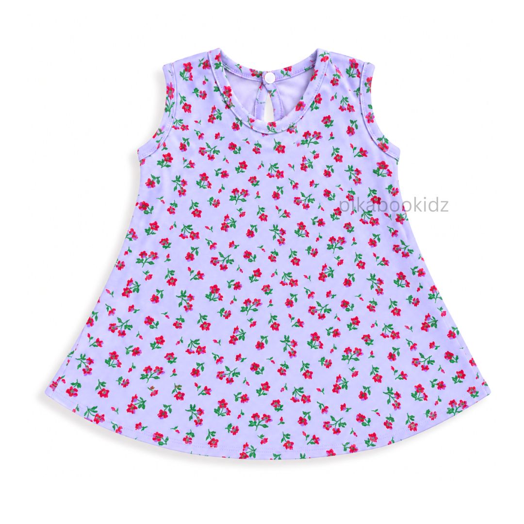 Cotton A-line frock 3-6M - purple