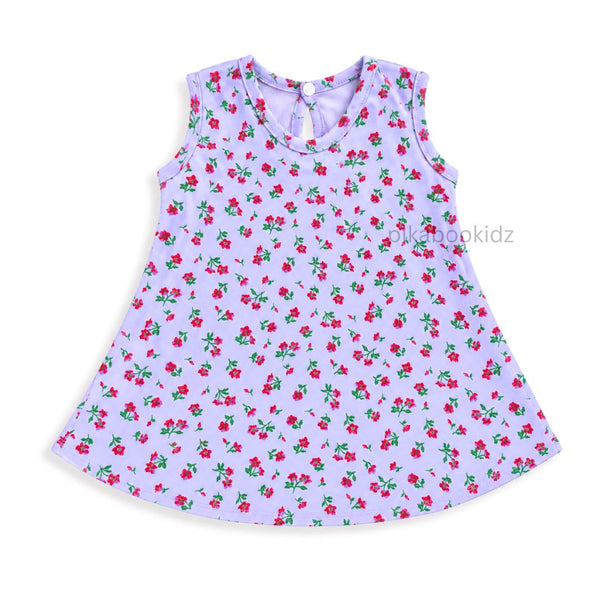 Cotton A-line frock 3-6M - purple