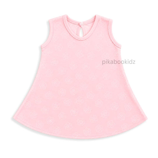 Cotton A-line frock 0-3M - Pink