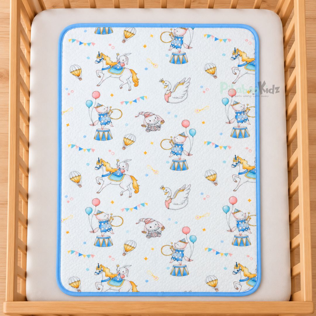 Muslin Cotton Waterproof Baby Dry Sheet - Circus