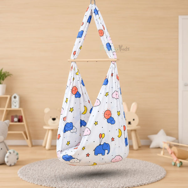 Cotton Cradle cloth – Elephant with Baloons