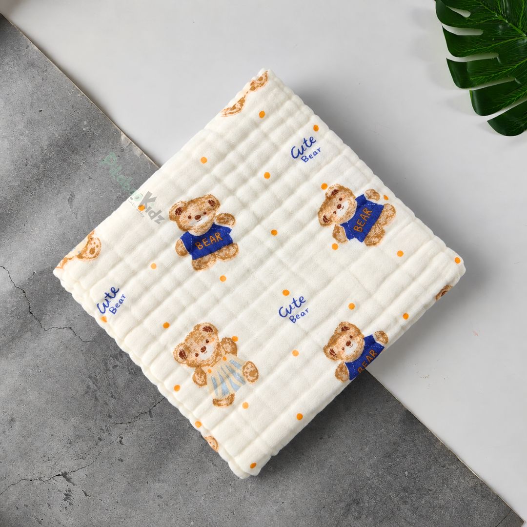 Muslin Crinkled 6layer Bath towel 50*100 cms – Cute teddy
