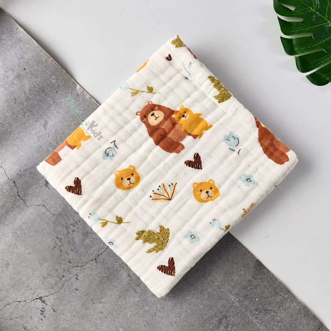 Muslin Crinkled 6layer Bath towel 50*100 cms – Bear