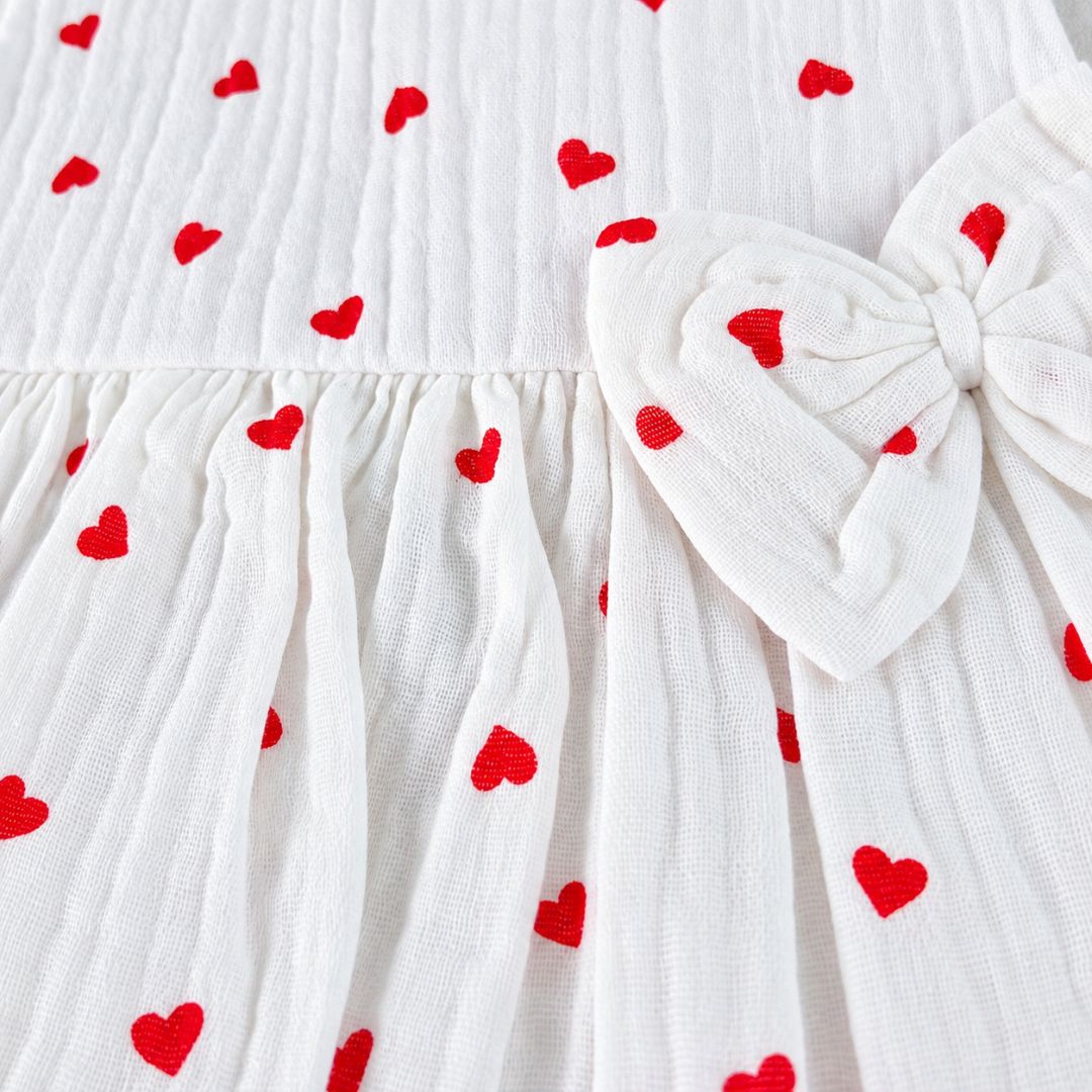 crinkle muslin fullsleeve frock - hearts
