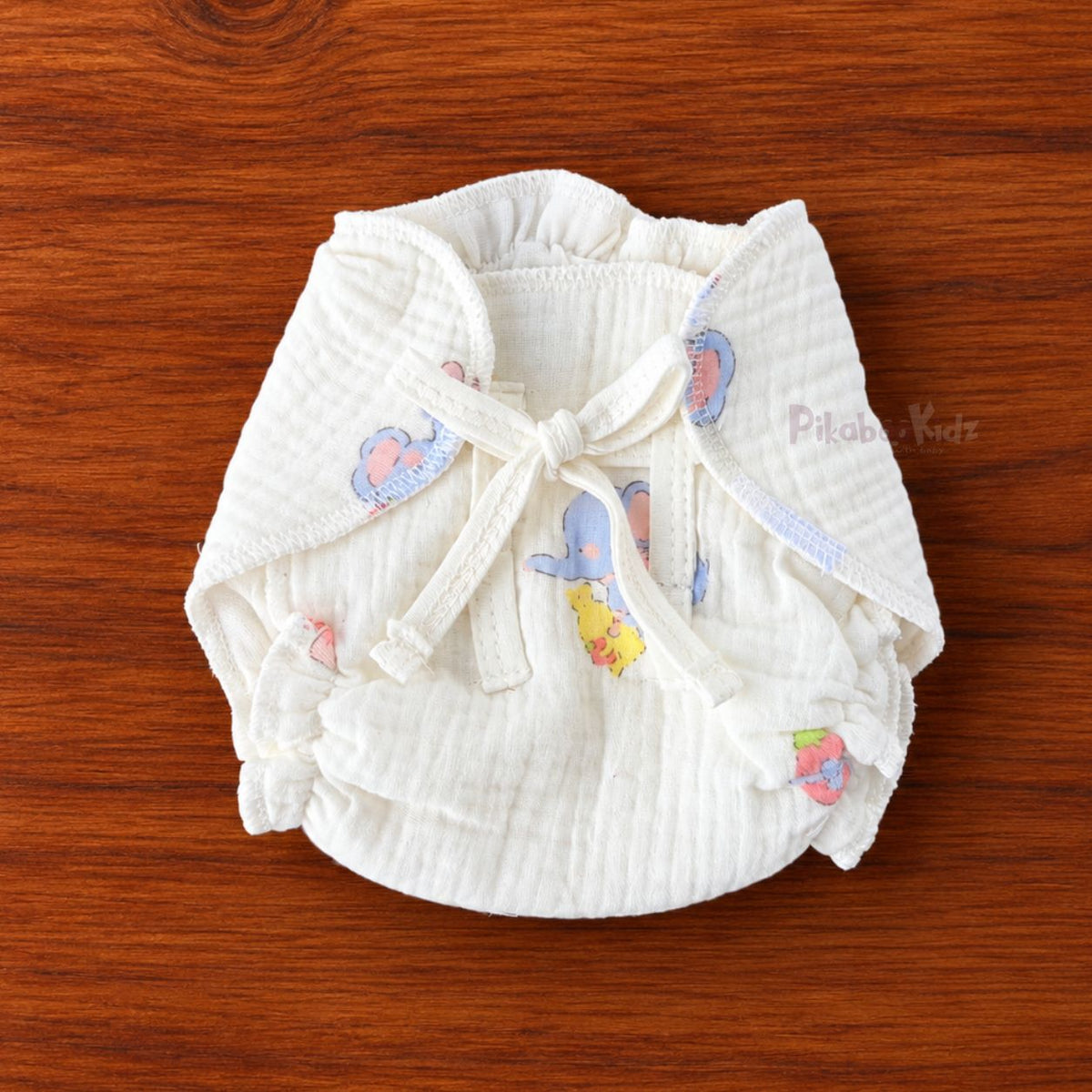 Crinkle Muslin Baby Nappy – Soft Printed Cloth Nappy Elephant | Pikaboo Kidz