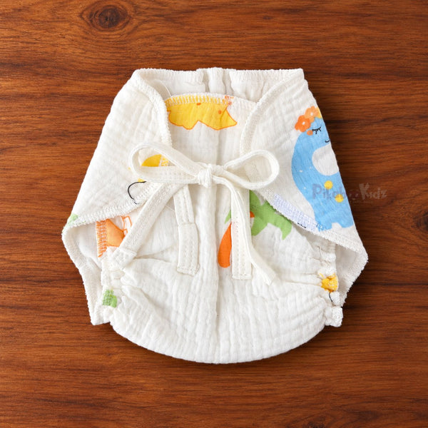 Crinkle Muslin Baby Nappy – Soft Printed Cloth Nappy Dino | Pikaboo Kidz