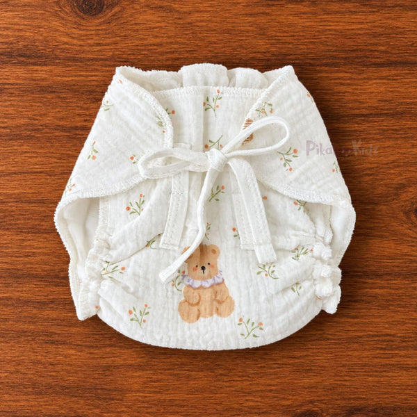 Crinkle Muslin Baby Nappy – Soft Printed Cloth Nappy Teddy | Pikaboo Kidz