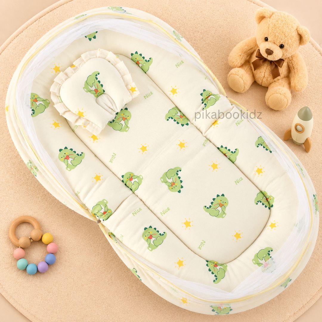 Crinkle Muslin Baby Net BED – Dino