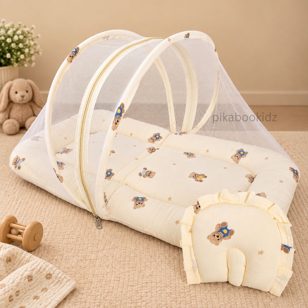 Crinkle Muslin Baby Net BED – Teddy