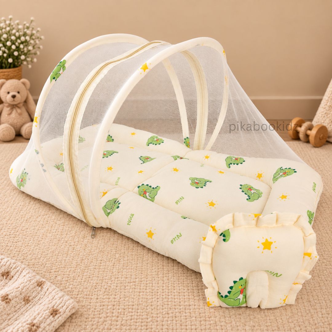 Crinkle Muslin Baby Net BED – Dino