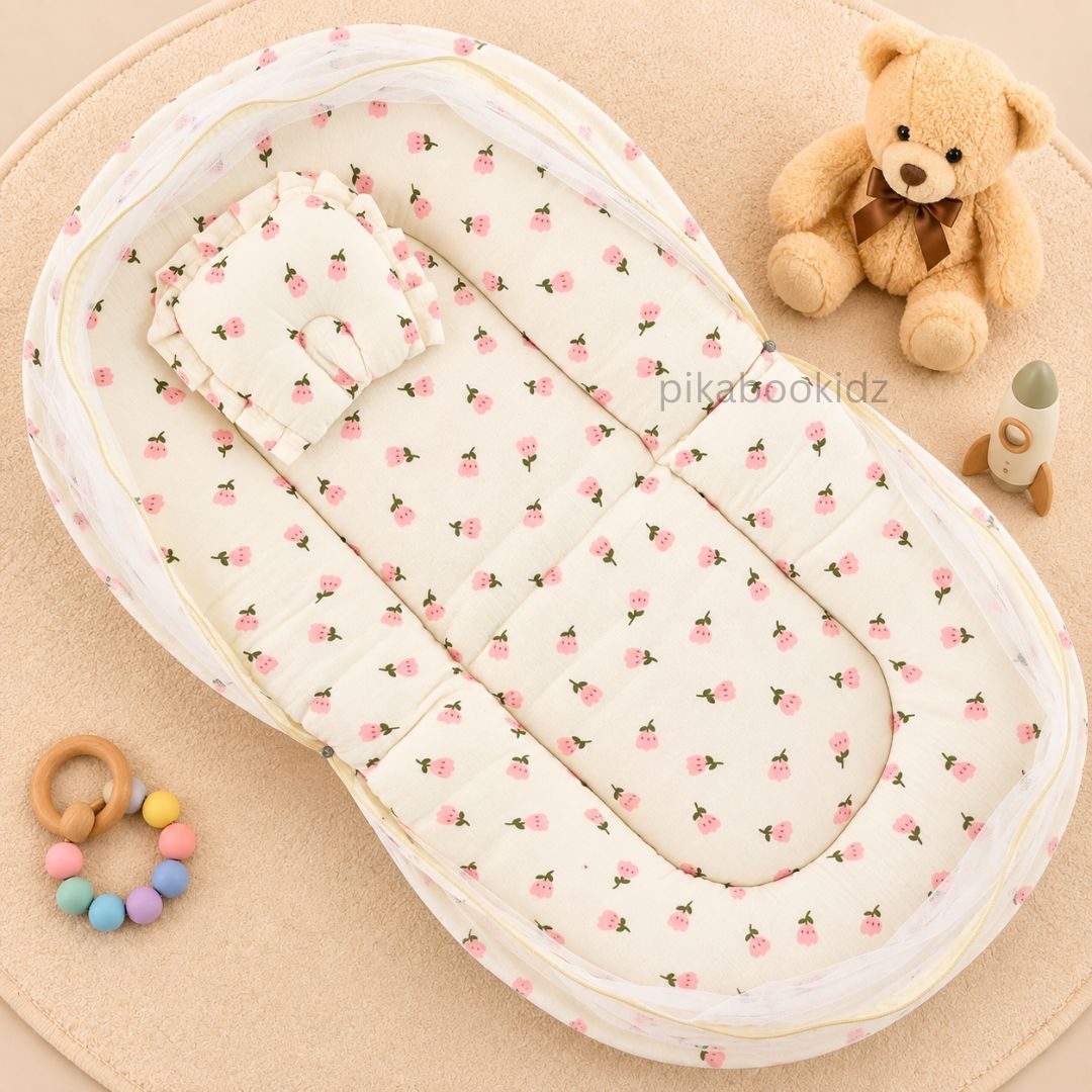 Crinkle Muslin Baby Net BED – Flowers