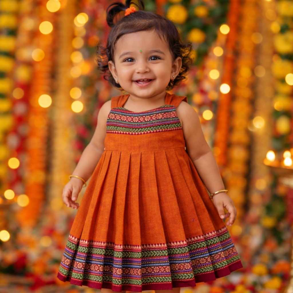 Ethnic frill frock 6-12M