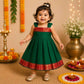Ethnic Mangalgiri cotton Frock - Royal green