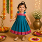 Ethnic Mangalgiri cotton Frock - Peacock Blue
