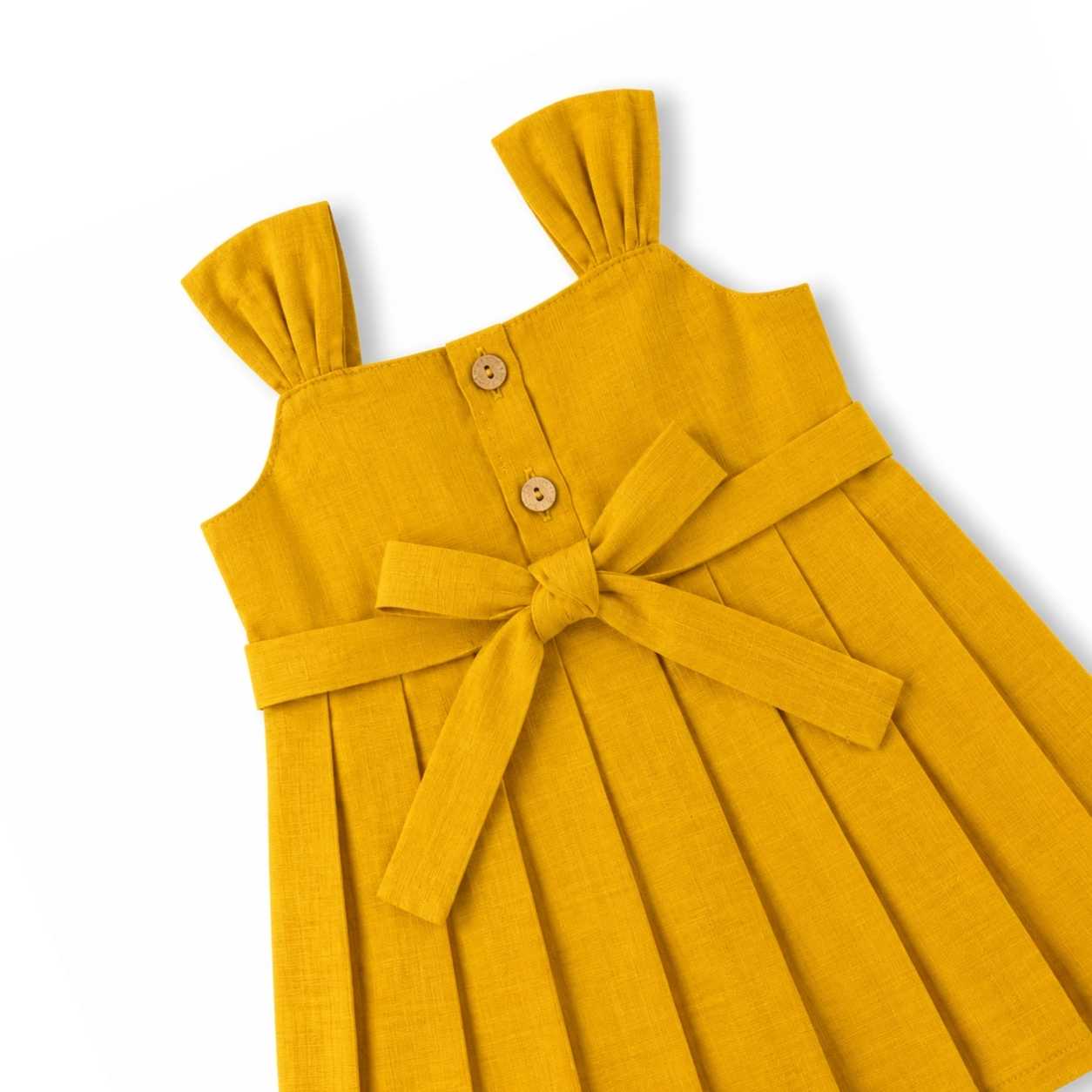 Ethnic Mangalgiri cotton Frock - enlighting Yellow