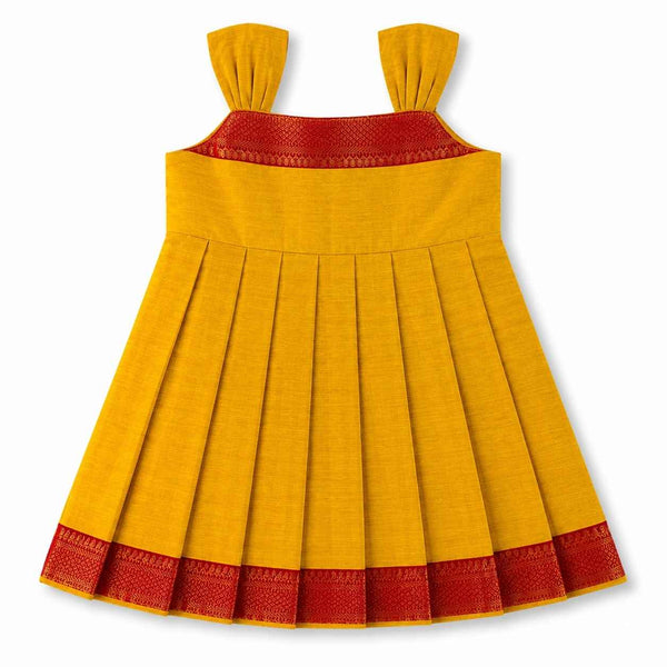 Ethnic Mangalgiri cotton Frock - enlighting Yellow - alt view
