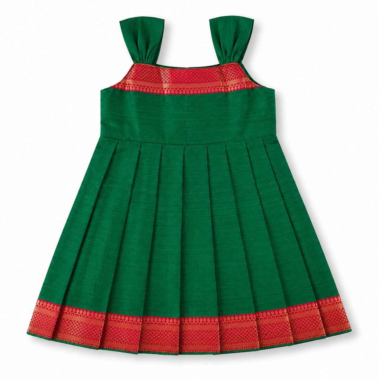 Ethnic Mangalgiri cotton Frock - Royal green