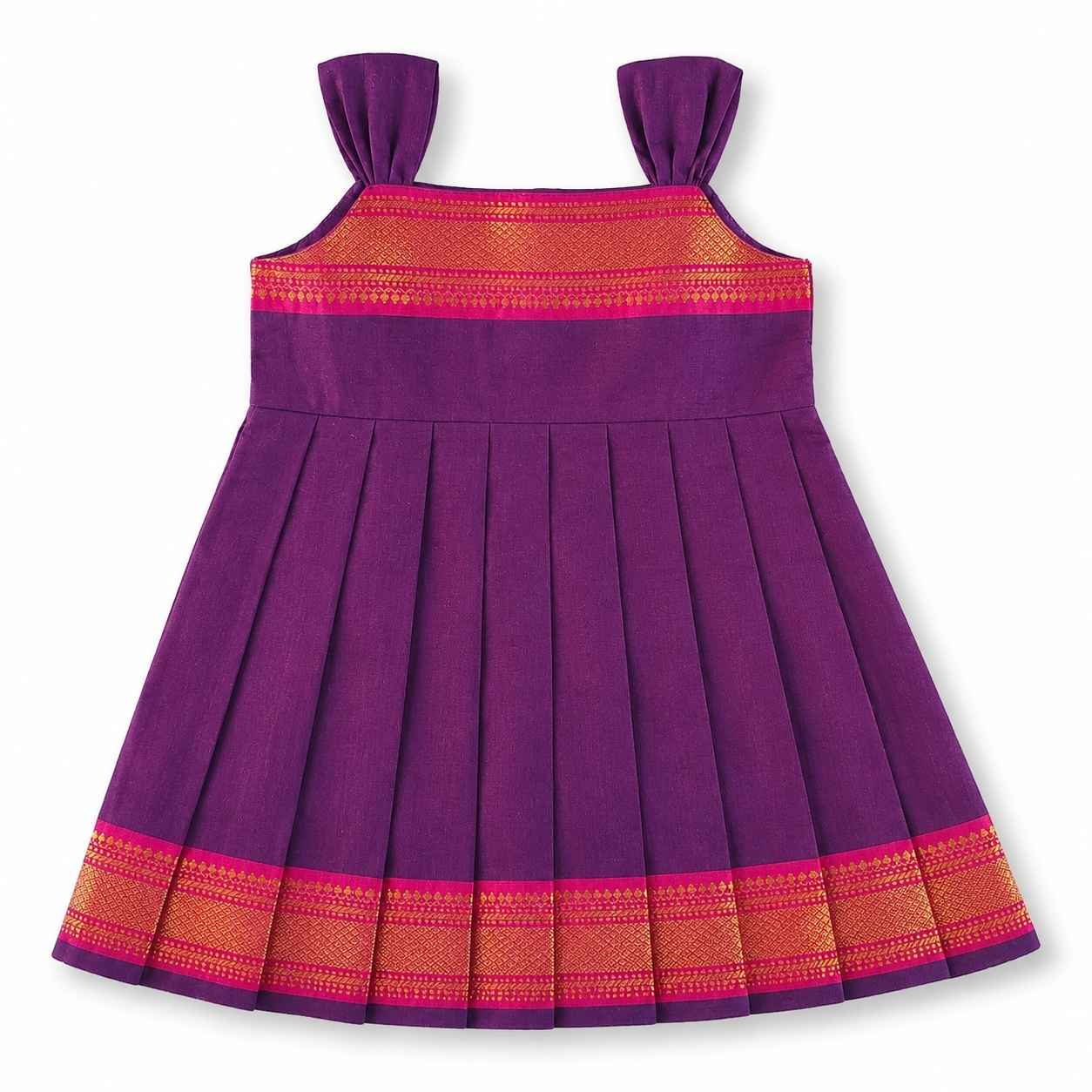 Ethnic Mangalgiri cotton Frock - Royal purple
