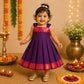 Ethnic Mangalgiri cotton Frock - Royal purple