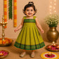 Ethnic Mangalgiri cotton Frock - Parrot Green
