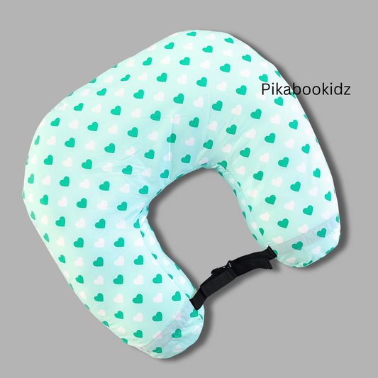 Feeding Pillow – Aqua green Hearts