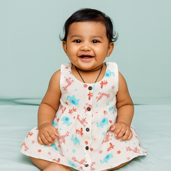 Muslin Button Frock 6-12 M – Purple - alt view