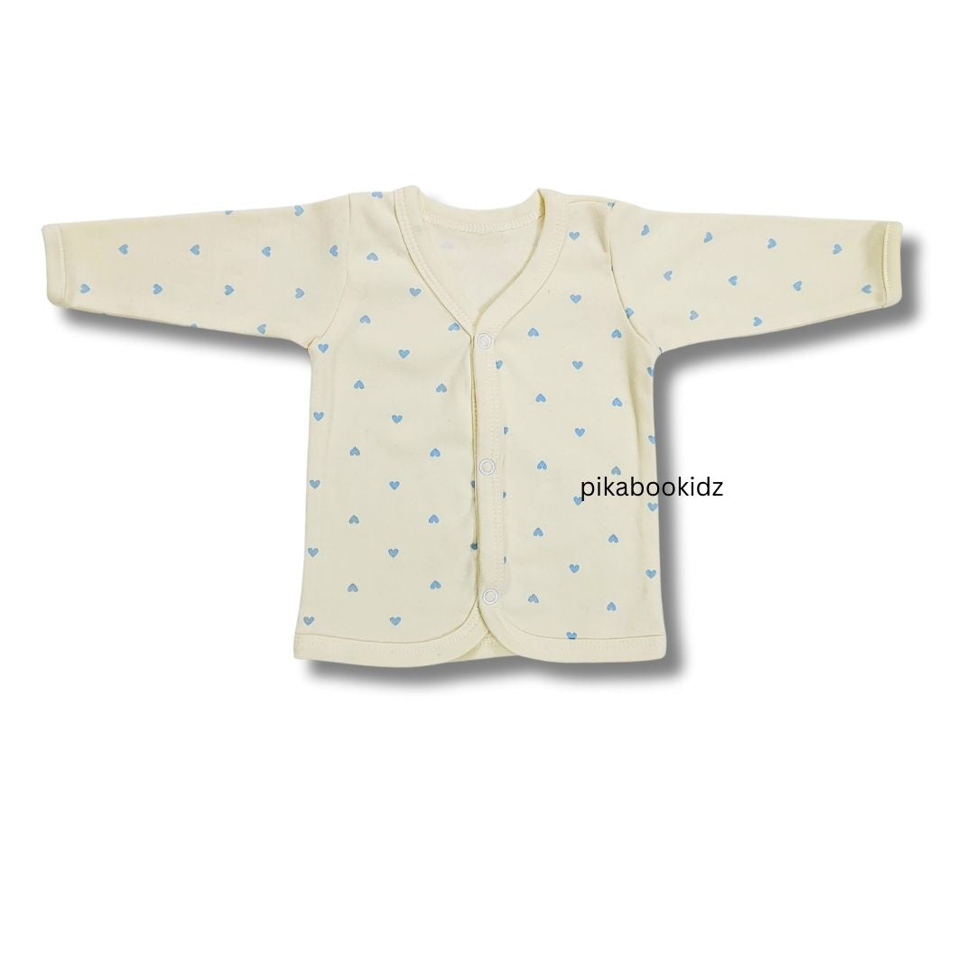 Organic cotton Full sleeve Jabla 0-3M - Beige Blue Stars / Heart